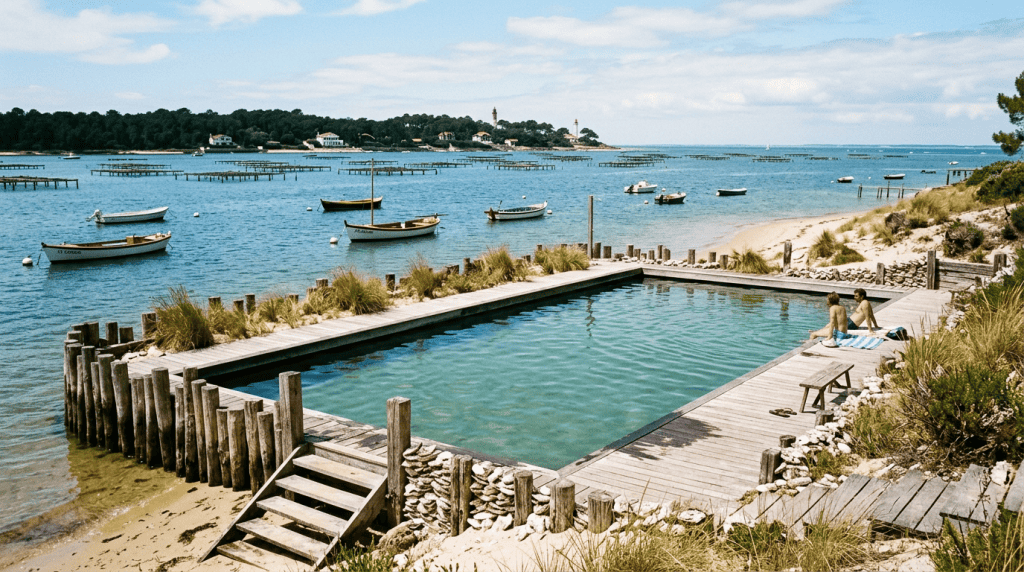piscine enterrée dans un jardin en Gironde
