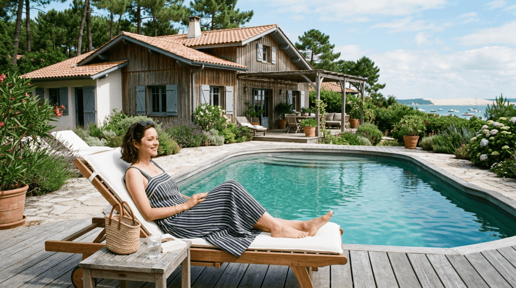 piscine dans une villa du Bassin d'Arcachon